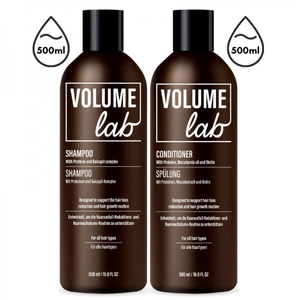 Volume Lab Shampoo 500 ml und Spülung 500 ml - reaktiviert Haarfollikel und repariert die Haarstruktur